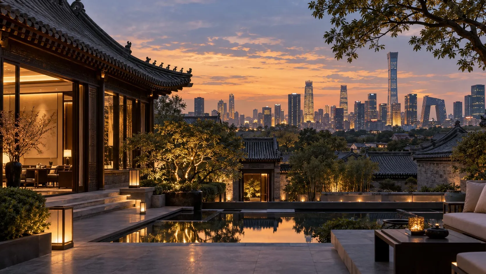 Beijing skyline at sunset