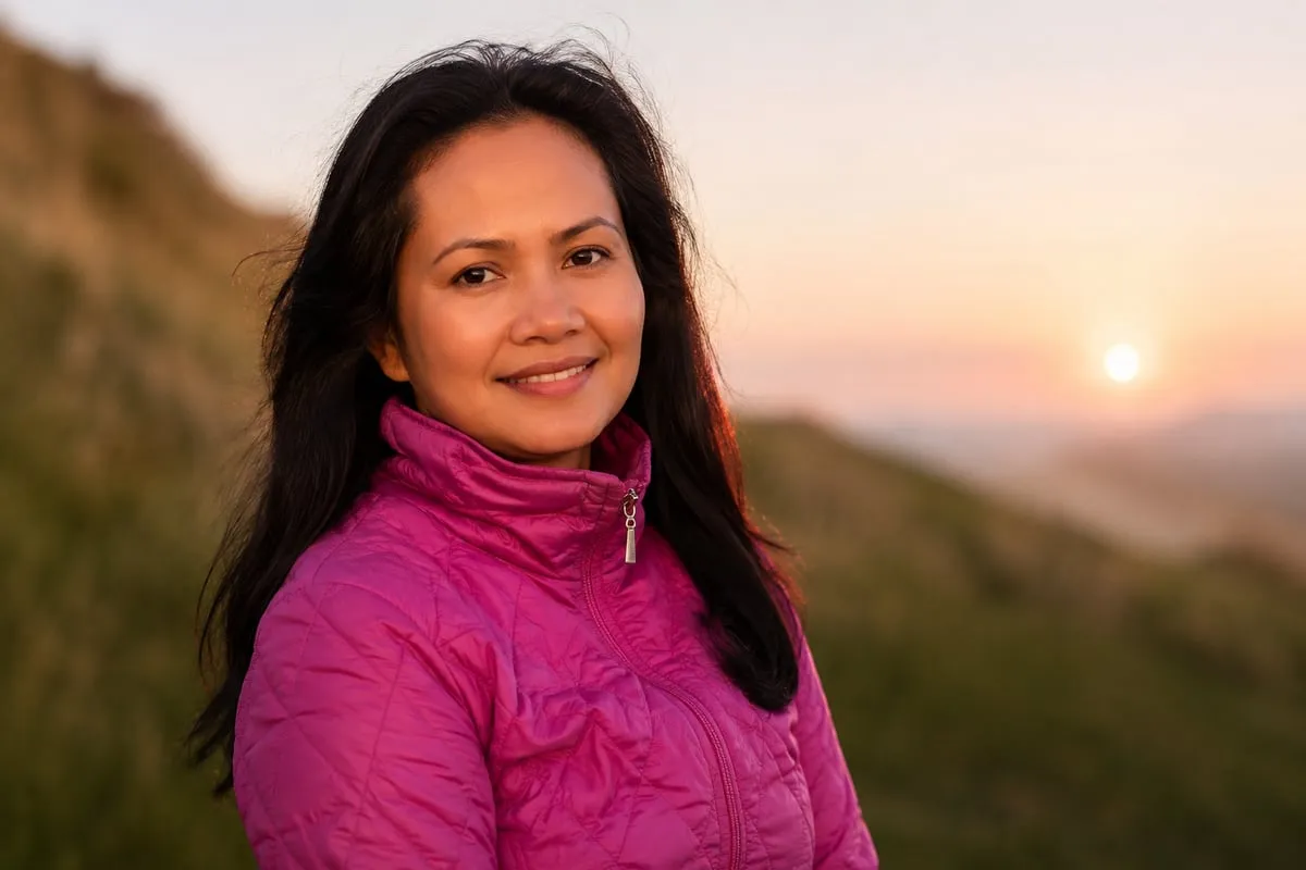 Del in a relaxed outdoor portrait