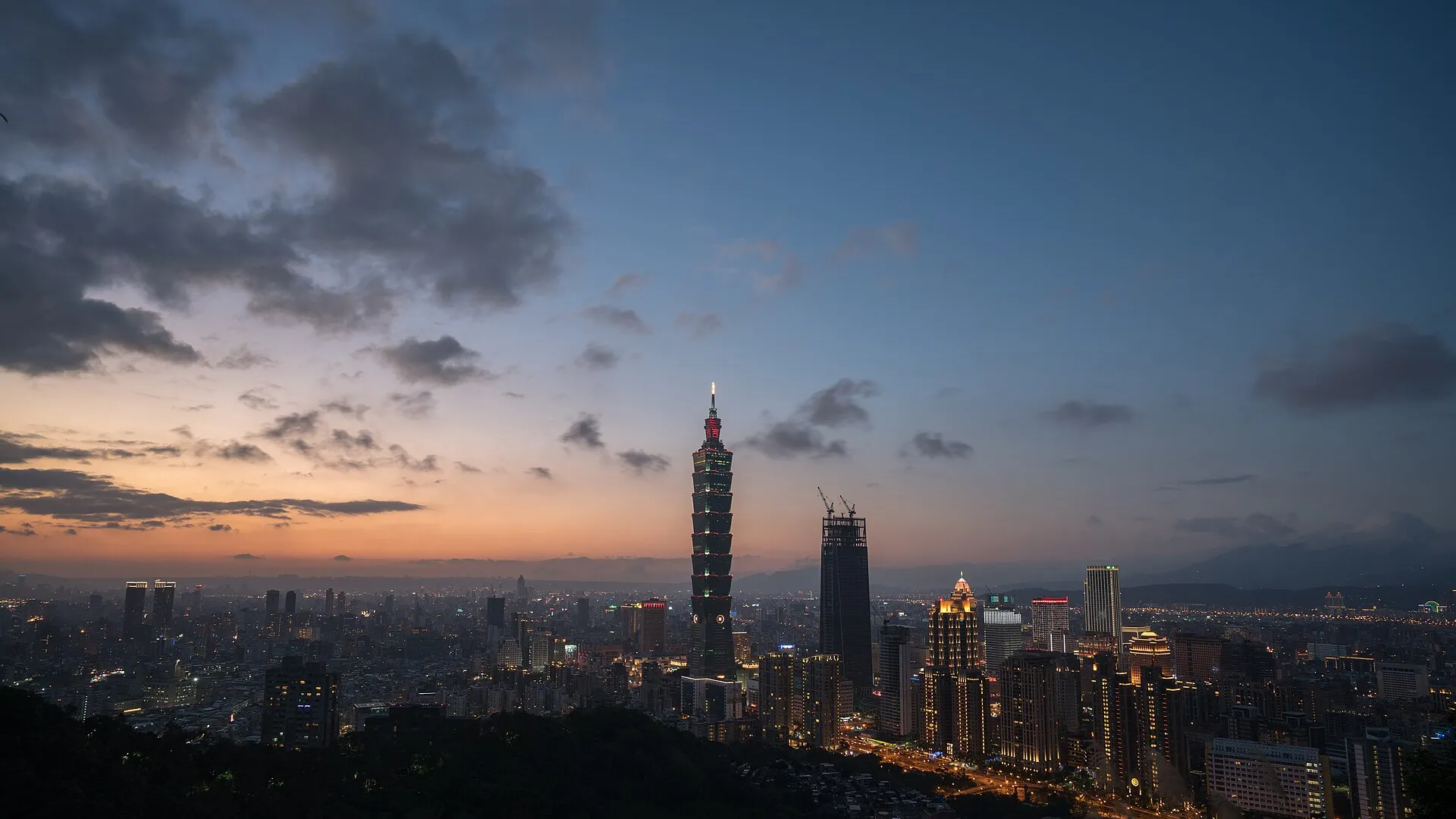Taipei skyline at sunset